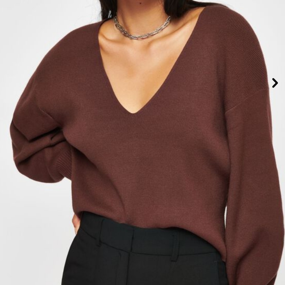 Luca Puff Sleeve V-Neck Sweater